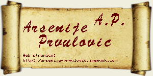Arsenije Prvulović vizit kartica
